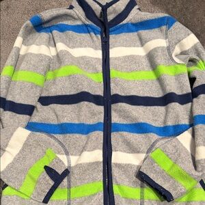 Kids Striped Zip-Up Jacket - Gray, Blue, Green 8/10